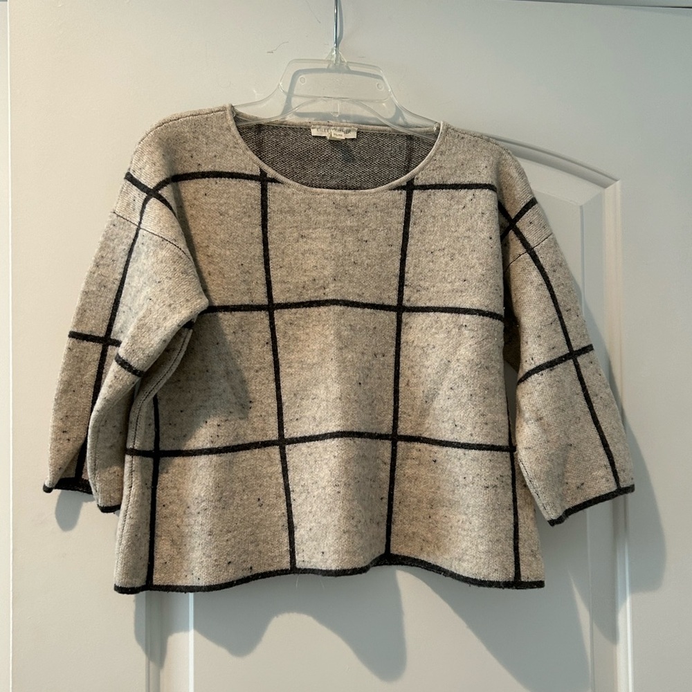 Eileen Fisher beige and gray colored sweater